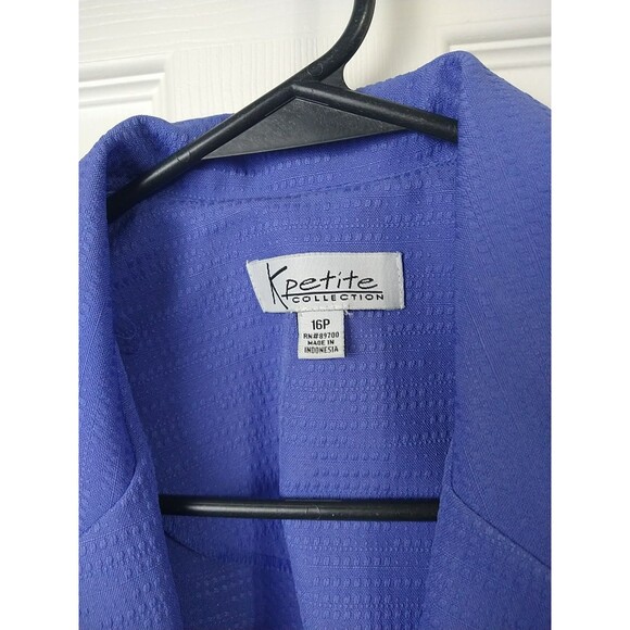 K Petite Collection Woman 16P Purple Open Pocket Blazer 3/4 Slit Cuff Sleeve... - Picture 3 of 8